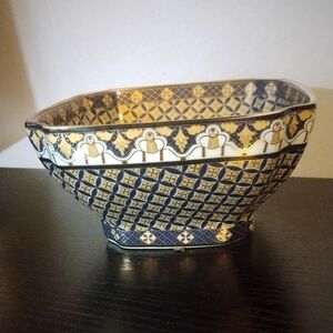 Vintage 1950s Chinese Royal Regency Chinoiserie Quadrangle Bowl 6"